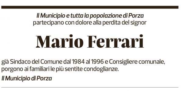 Annuncio funebre Mario Ferrari