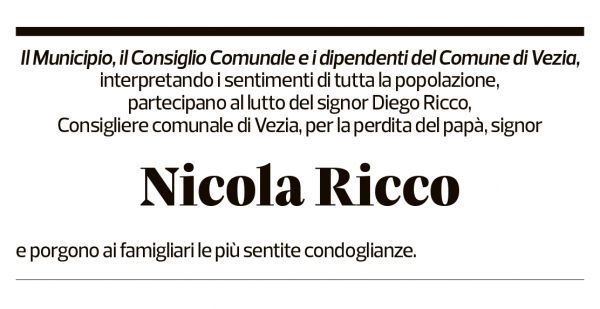 Annuncio funebre Nicola Ricco