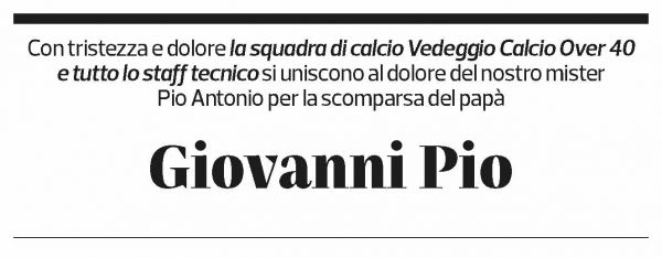 Annuncio funebre Giovanni Pio