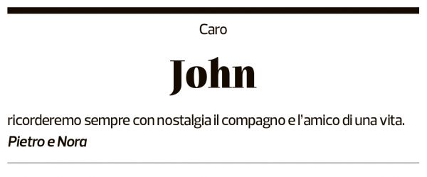 Annuncio funebre John Noseda