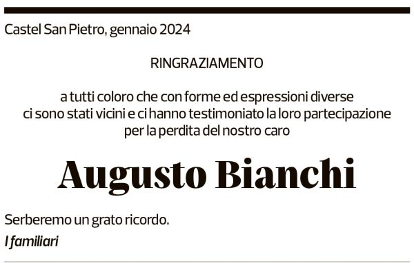 Annuncio funebre Augusto Bianchi