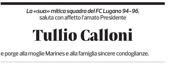 Annuncio funebre Tullio Calloni