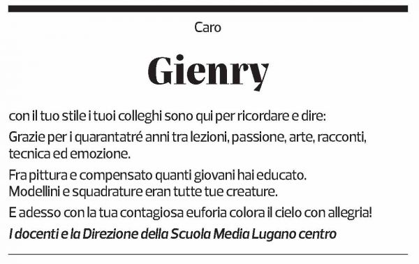 Annuncio funebre Gienry Papiri