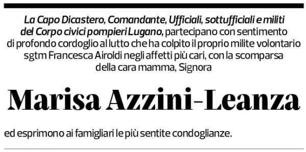 Annuncio funebre Marisa Azzini-leanza