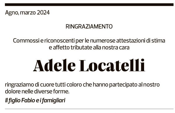 Annuncio funebre Adele Locatelli