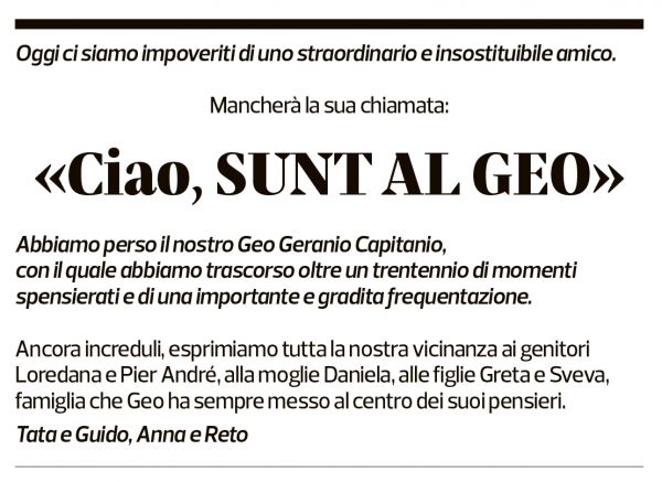 Annuncio funebre Geo Jeanmaire