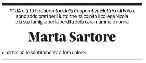 Annuncio funebre Marta Sartore