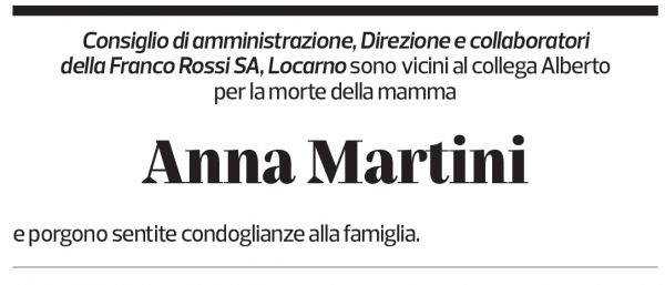 Annuncio funebre Anna Martini