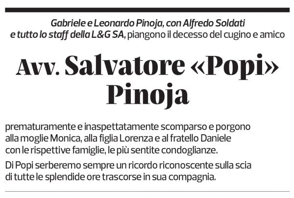 Annuncio funebre Salvatore Pinoja