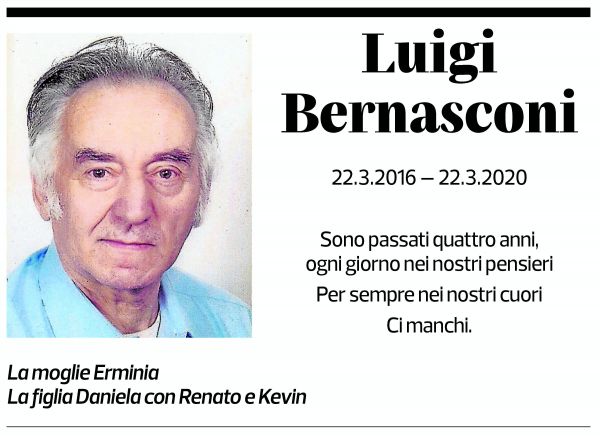 Annuncio funebre Luigi Bernasconi