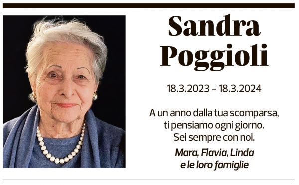 Annuncio funebre Sandra Poggioli