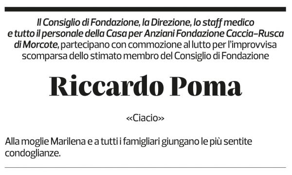 Annuncio funebre Riccardo Poma