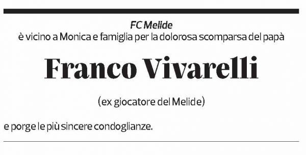 Annuncio funebre Franco Vivarelli