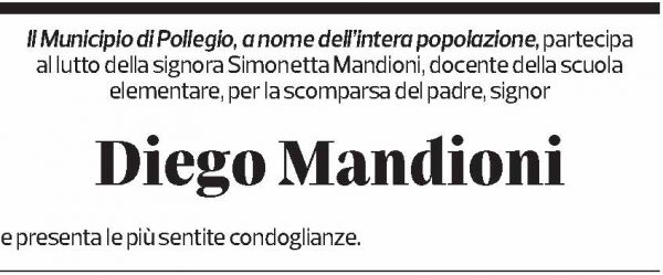 Annuncio funebre Diego Mandioni