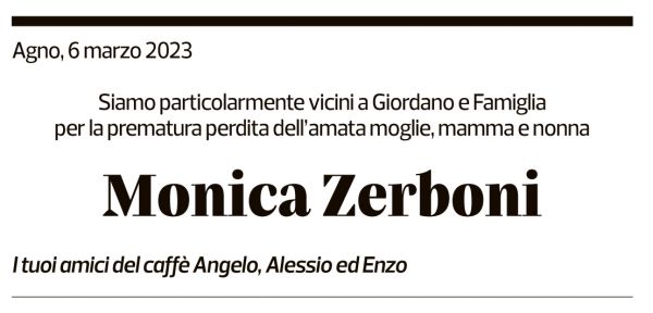 Annuncio funebre Monica Zerboni