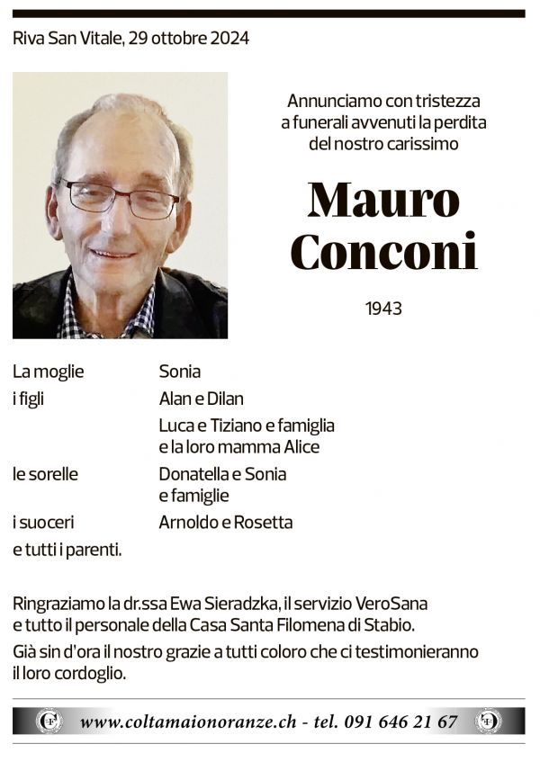 Annuncio funebre Mauro Conconi