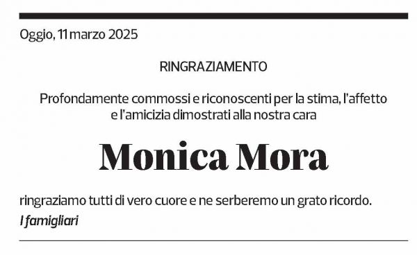 Annuncio funebre Monica Mora