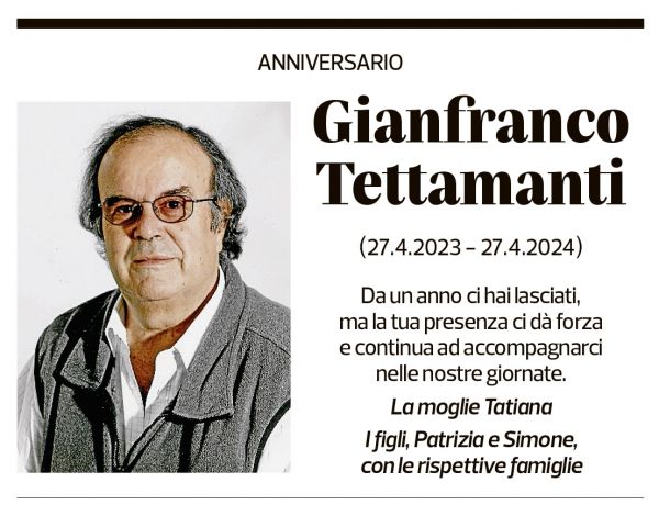 Annuncio funebre Gianfranco Tettamanti