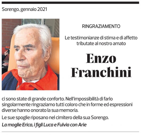 Annuncio funebre Enzo Franchini