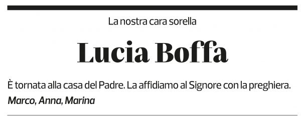Annuncio funebre Lucia Boffa