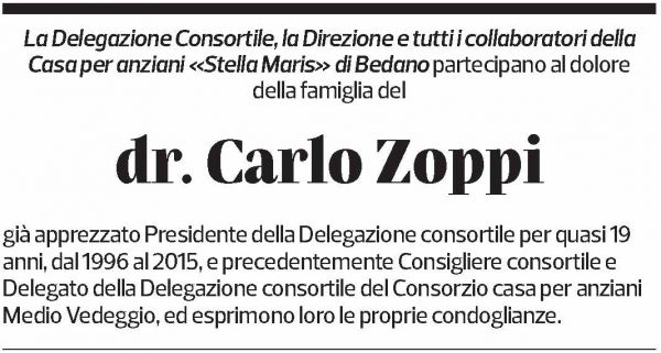Annuncio funebre Carlo Zoppi