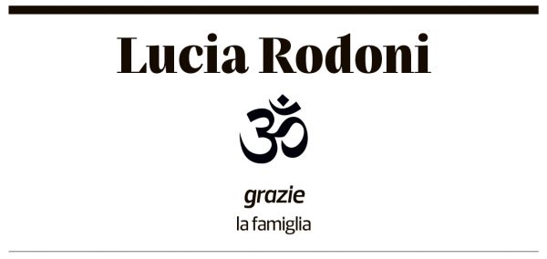 Annuncio funebre Lucia Rodoni