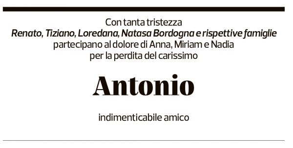 Annuncio funebre Antonio Florini