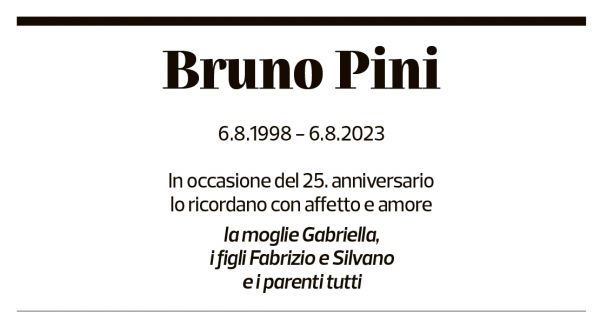 Annuncio funebre Bruno Pini