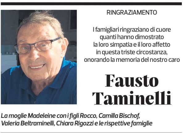 Annuncio funebre Fausto Taminelli