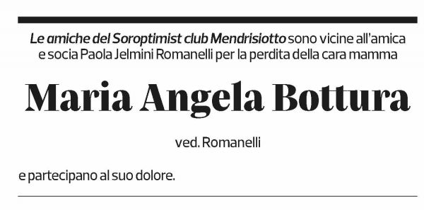 Annuncio funebre Maria Angela Bottura