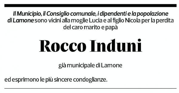 Annuncio funebre Rocco Induni