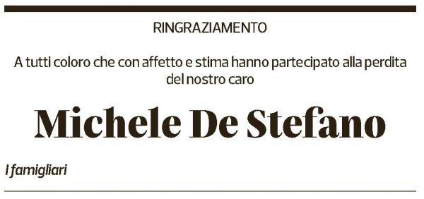 Annuncio funebre Michele De Stafano