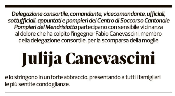 Annuncio funebre Julija Canevascini