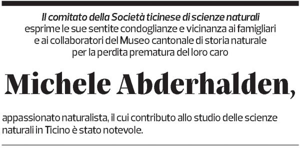 Annuncio funebre Michele Abderhalden