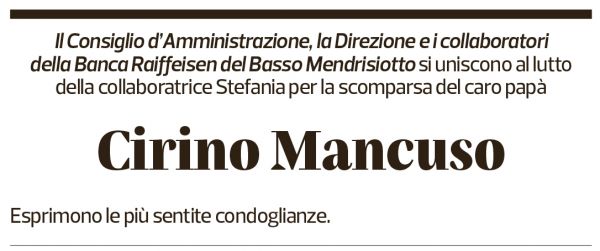 Annuncio funebre Ciro Mancuso