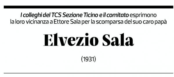 Annuncio funebre Elvezio Sala