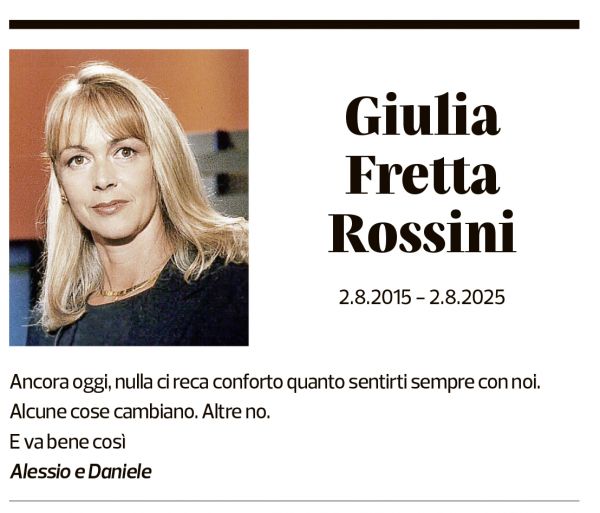 Annuncio funebre Giulia Fretta Rossini