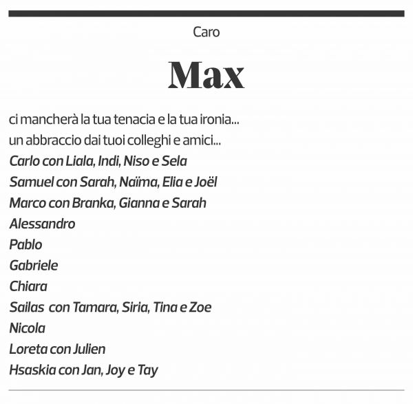 Annuncio funebre Massimo Pedrazzini