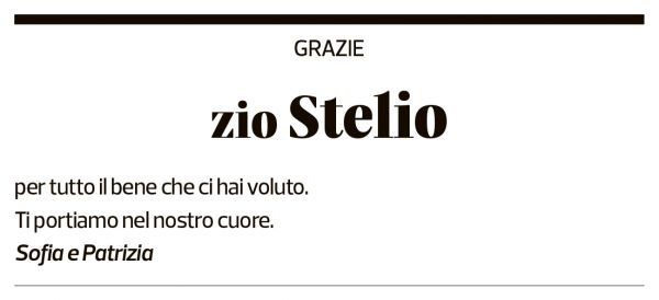 Annuncio funebre Stelio Soncini