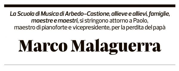 Annuncio funebre Marco Malaguerra
