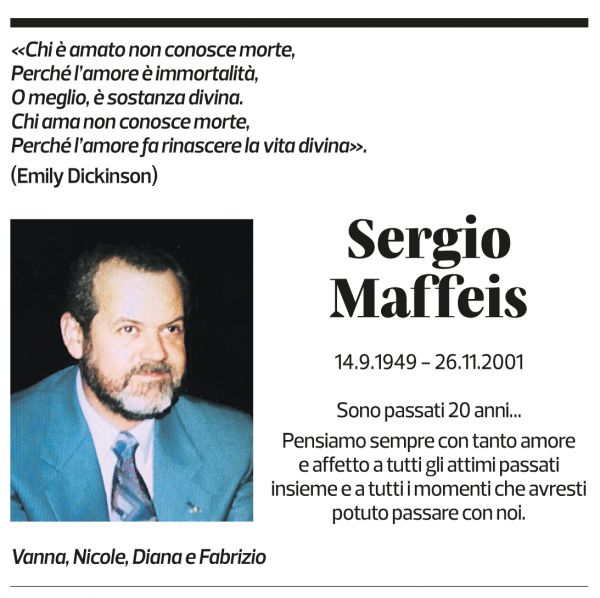 Annuncio funebre Sergio Maffeis