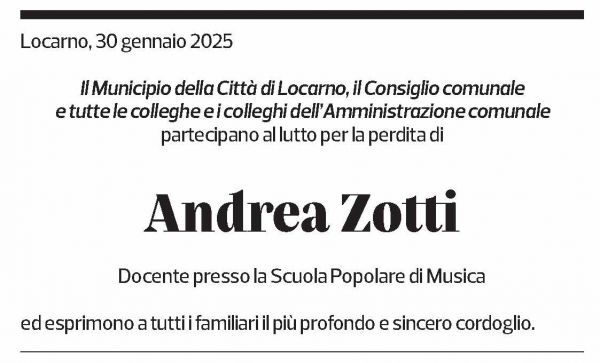 Annuncio funebre Andrea Zotti