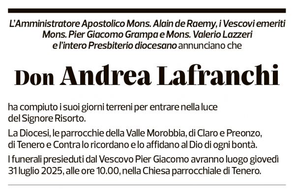 Annuncio funebre Andrea Lafranchi