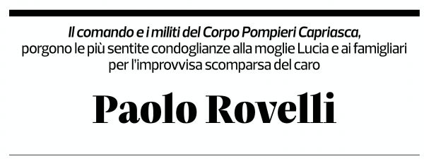 Annuncio funebre Paolo Rovelli