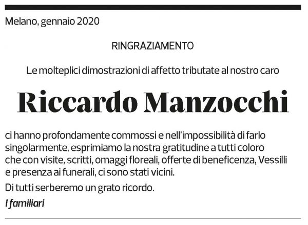 Annuncio funebre Riccardo Manzocchi