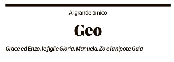 Annuncio funebre Geo Mantegazza