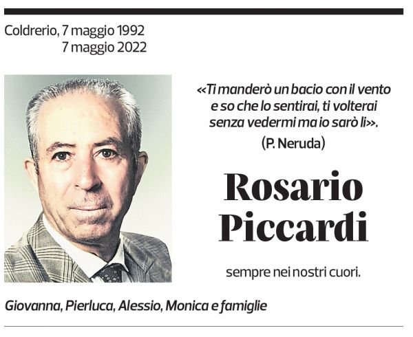 Annuncio funebre Rosario Piccardi