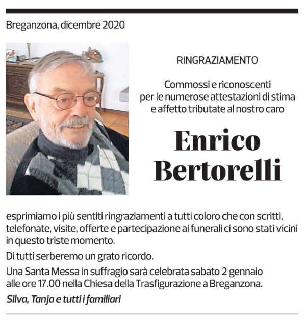 Annuncio funebre Enrico Bertorelli