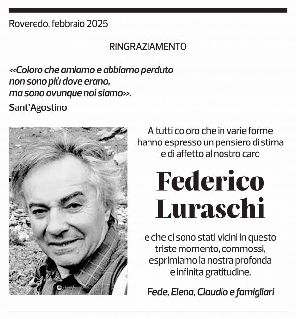 Annuncio funebre Federico Luraschi