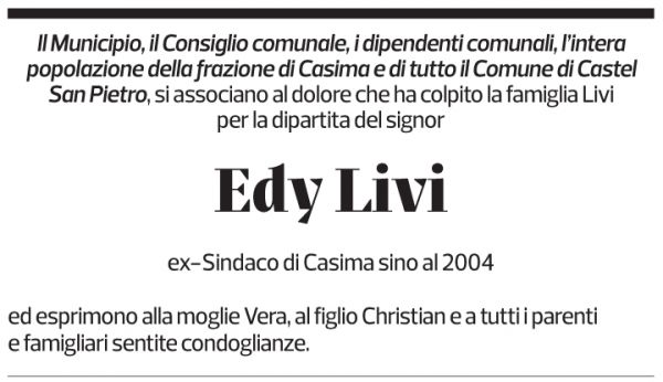 Annuncio funebre Edy Livi